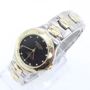 Marco Max Watch Womens Silver Tone Stainless Steel Rhinestones Black Dial